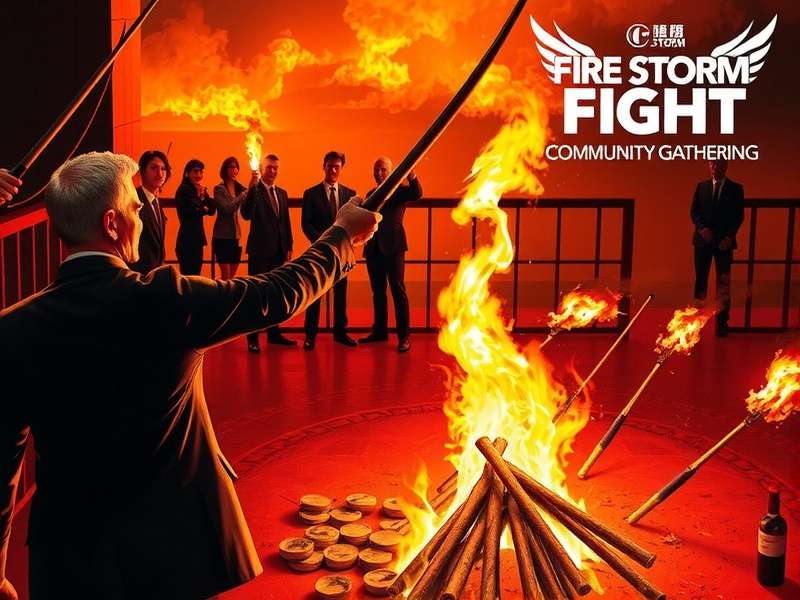 Indian Fire Storm Fight Community Event Fire Storm Fight Community Gathering